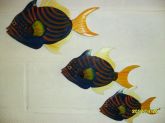 TRIO DE PEIXES P/ PAREDE PINTADO