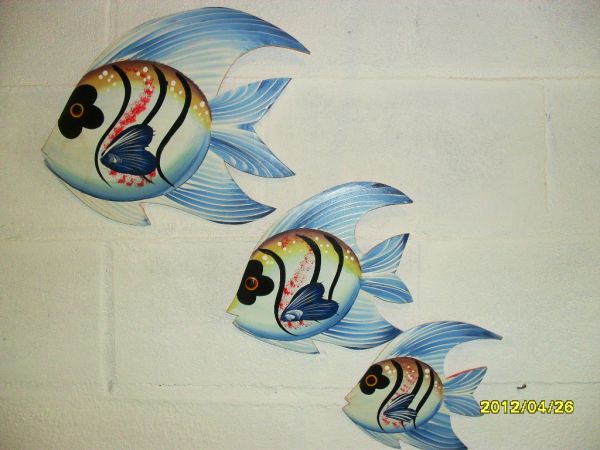 TRIO DE PEIXES P/ PAREDE PINTADO