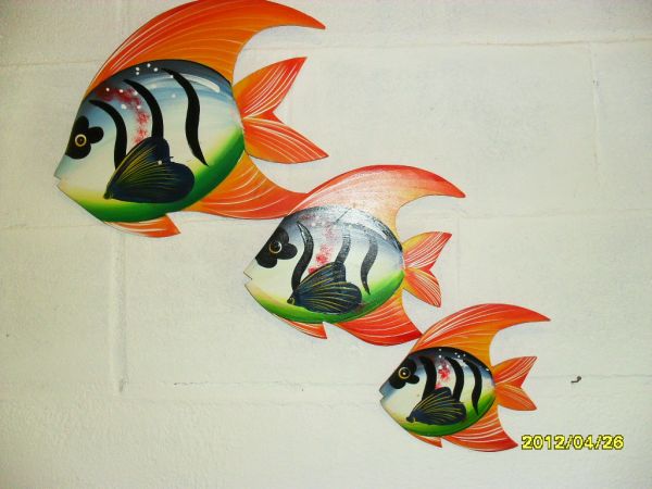 TRIO DE PEIXE P/ PAREDE PINTADO